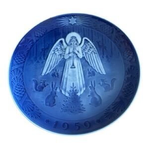 Royal Copenhagen Christmas Plate with Angel vintage 1959 blue and white Rare